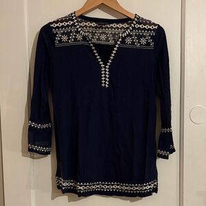 Navy Blue Embroidered Tunic
